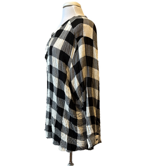 Jane And Delaney Women's Plus 3X Boho Buffalo Plaid Woven Crinkle Flowy Tunic - Picture 3 of 10